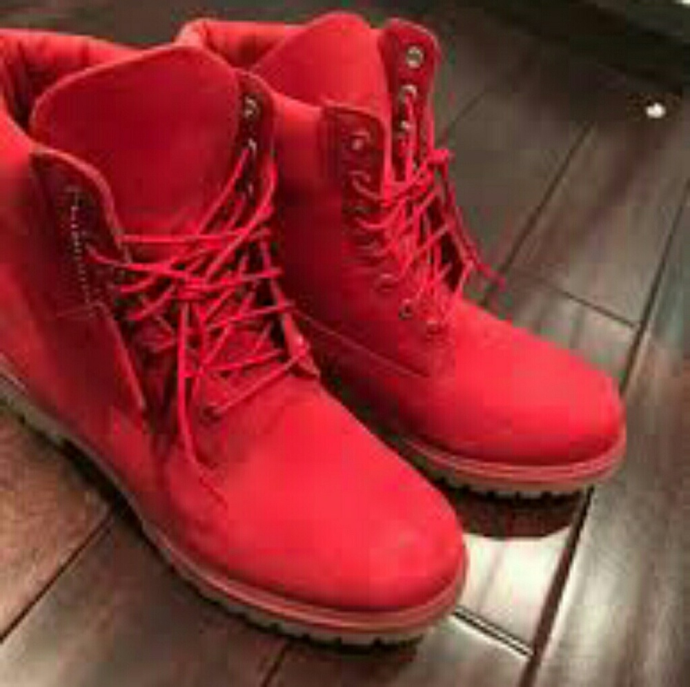 All red limited edition timberland boots new